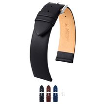 HIRSCH Italocalf Italian Leather Watch Strap - Black Band/Silver Buckle - M - 18 - £24.74 GBP+