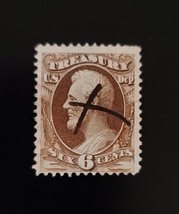 1873 6c Official Department of Treasury Stamp, Brown Scott O75 Used - $2.98
