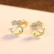 Stud Earrings S925 Silver Earrings Zircon Dolphin Unique Design - £11.96 GBP