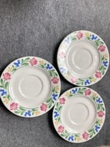 Set of 3 Farberware Dorchester 6.5” Stoneware Saucer Plates - Floral Pattern - $12.59