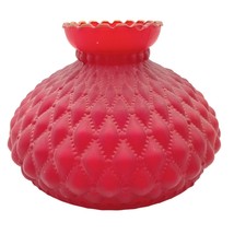 Antique Fenton Lamp Shade, Ruby Red Quilted Diamond Satin Glass Parlor F... - $569.86