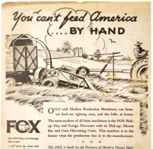 1944 Fox River Tractor Company Advertisement WW2 Era Agriculture Harvest... - $648.94 MXN 1944 Fox River Tractor Company Advertisement WW2 Era Agriculture Harvest... - $648.94 MXN