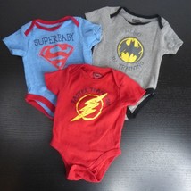 3pc Justice League Baby 6-9M Superman Flash Batman One-Piece Creepers Bodysuits - £6.39 GBP