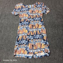 Vintage My Michelle Shirt Dress Women 9 / 10 Blue Busy Floral Fair Isle ... - $15.56