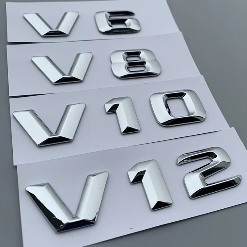 3d ABS Chrome Letters Car Fender Badge V6 V8 V10 V12 Emblem Logo For Mercedes C  - £17.20 GBP