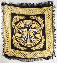 Pentagram Triple Moon Goddess Yellow &amp; Black Altar Cloth! - £3.90 GBP