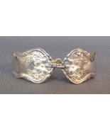 Vintage Spoon Handle Hinged Bracelet Raised Repousse Blossom Flower Silv... - £25.94 GBP