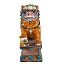 Resin Foo Dog Chinese Asian Resin 4.5&quot; Colorful - £19.92 GBP