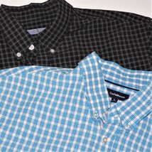 Men&#39;s Plaid Check Shirt - Lot Of 2 Vgc Blue, Black Xl - Croft &amp; Barrow Club Room - £13.38 GBP