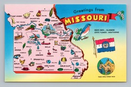 Greetings From Missouri Map View MO UNP Chrome Postcard P6 - $3.91