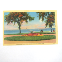 Linen Postcard Breakwater Light Seaside Park Bridgeport Connecticut Vintage 1935 - £4.47 GBP