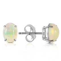 Galaxy Gold GG 14k Solid White Gold Stud Love You More Earrings with Natural Opa - £156.03 GBP