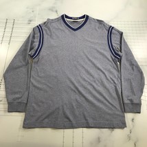 Vintage Nike Shirt Mens Medium Blue White Stripe Long Sleeve V Neck Cotton Poly - £22.22 GBP