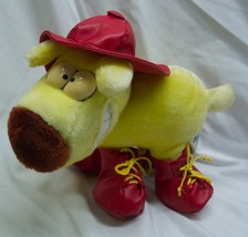 24K 1989 Vintage Grimmy Yellow Dog In Rain Gear 14&quot; Plush Stuffed Animal Toy - £31.16 GBP