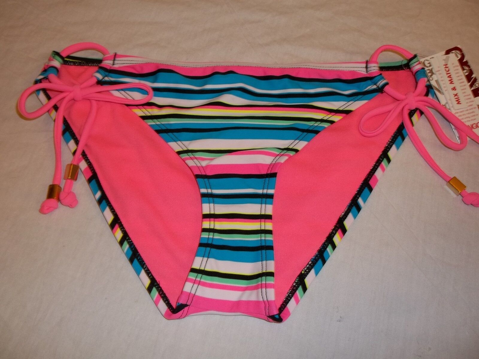 Bongo Womens Juniors Bikini Bottom Size Medium NEW W Tag Blue Pink Black... - $9.74