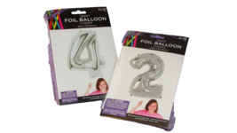 BROTHER SISTER DESIGN silver FOIL #2 or #4 BALLOON 40" (outsd party) - $2.25