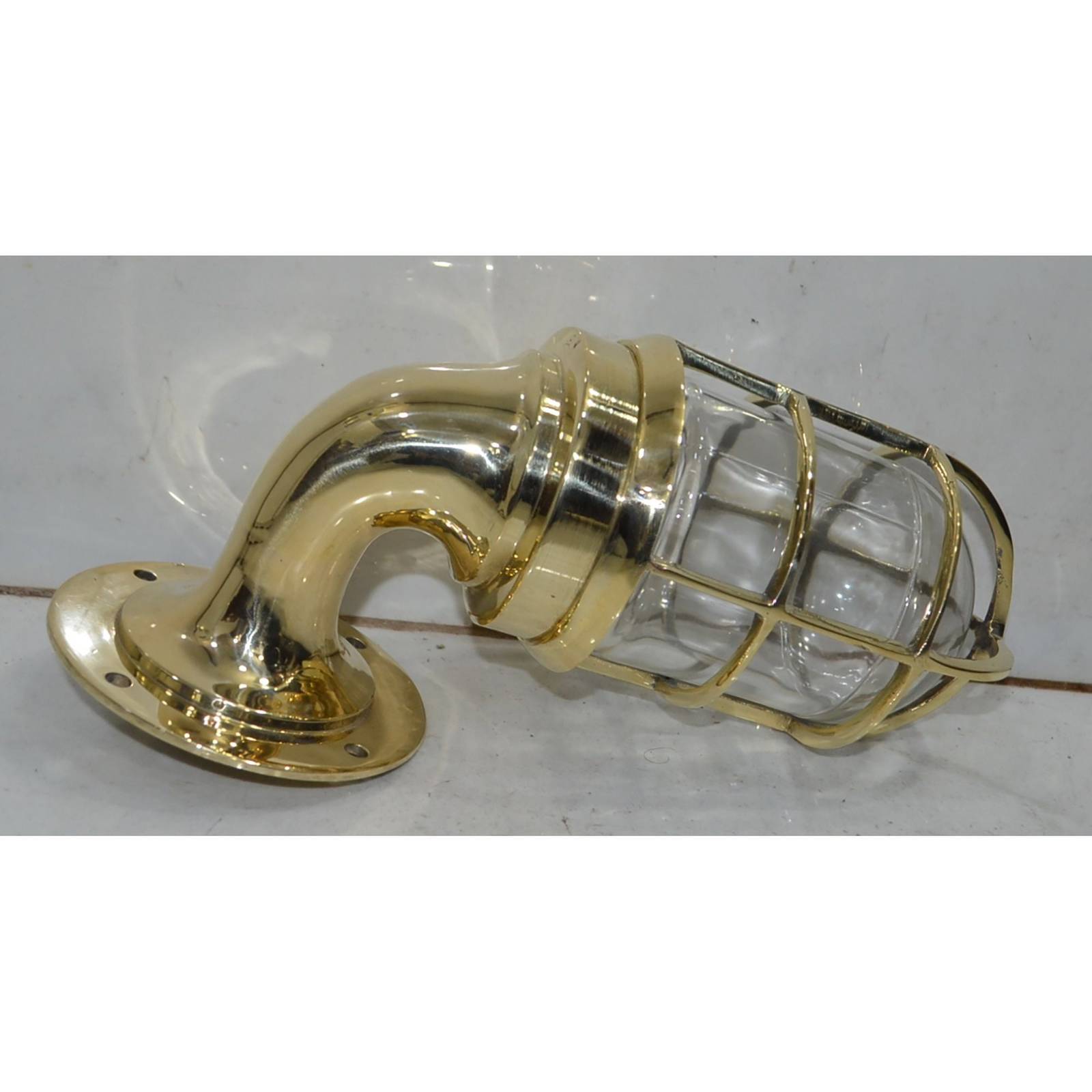 Nautical Marine Brass Swan Neck 90 Degree Passage Wall Light – Large - $85.56