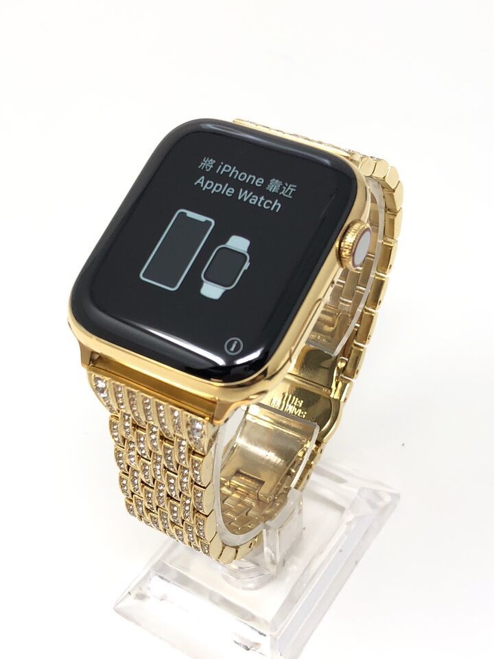24K Gold Plated 45MM Apple Watch SERIES 9 Diamond And Milanese Band GPS LTE O2 Item image 5