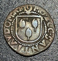 1526 France Saint Omer Church of St Bertin AE Méreaux 2 Deniers French Coin - £95.65 GBP