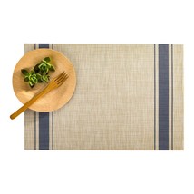 French Countryside Khaki Vinyl Woven Placemat - with Navy Stripe - 16&quot; x 12&quot; - 6 - £38.15 GBP
