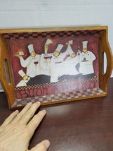 Fat Chef Bamboo Tray Kitchen Bistro Country Home Decor  Waiter Decoratio... - £14.85 GBP