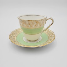 Royal Stafford China Cup and Saucer- Green With Gold Fillagree - £29.48 GBP