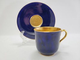 Coalport Demitasse Cup and Saucer Cobalt Blue Gold Gilt ca 1900 Antique 4oz - $211.75