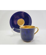 Coalport Demitasse Cup and Saucer Cobalt Blue Gold Gilt c... - $211.75