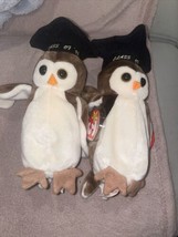 Lot of 2 Ty Wise the owl Beanie Babies Beanie Baby MWMT - £3.87 GBP