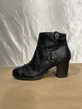 BORN Ondine Black Leather Double Buckle Size Zip Ankle Boots Women&#39;s Sz 9.5 - $35.00