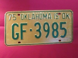 LICENSE PLATE Car Tag 1975 OKLAHOMA GF 3985 Garfield County [Y10A - $9.60