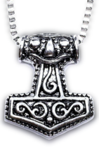 Thors Hammer  Pendant Necklace Large Weighty Mjolnir Hammer Valhalla All father - £8.26 GBP