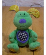 Kids II BRIGHT GREEN DOG RATTLE 6&quot; Plush Stuffed Animal - £12.07 GBP