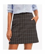 NWT Loft Plaid Pocket Shift Skirt Small Burgundy Black Dark Academia Pre... - $40.60 CAD