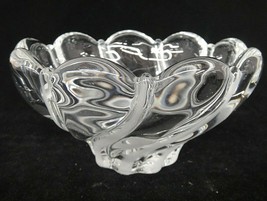 Crystal Dish Rose Bowl Clear and Frosted Swirl Panels Scalloped 5.5&quot; Bea... - £7.38 GBP