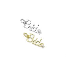 Gold Silver CZ Bride word diamond Charm, Sku#Z1473 - $1.90