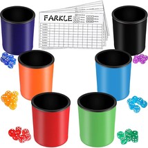 6 Pieces Dice Cup For Farkle Game Pu Leather Cup Of Dice Dice Stacking C... - $39.99