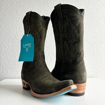 NEW Lane SANDAGA Green Suede Cowboy Boots 7.5 Leather Snip Toe Western C... - $242.55