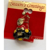 New Santa Driving Motorized Car Pin Christmas Brooch Red - £7.88 GBP