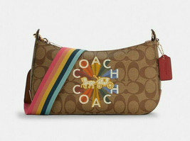 Coach Jes Baguett Crossbody Signature Canvas Pouch Radial Rainbow ~NWT~ C6817 - £143.88 GBP