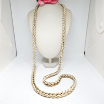 Cowrie Shell Woven Necklace Chunky Strand Crystal Beaded Lei 50&quot; Long - £23.36 GBP