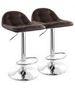 Elama 2 Piece Adjustable Faux Leather Bar Stool in Dark Brown with Chrom... - $184.96