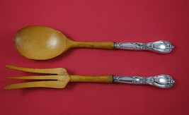 Victoria by Frank Whiting Sterling Silver Salad Serving Set 2pc w/ Olive Wood - $107.91