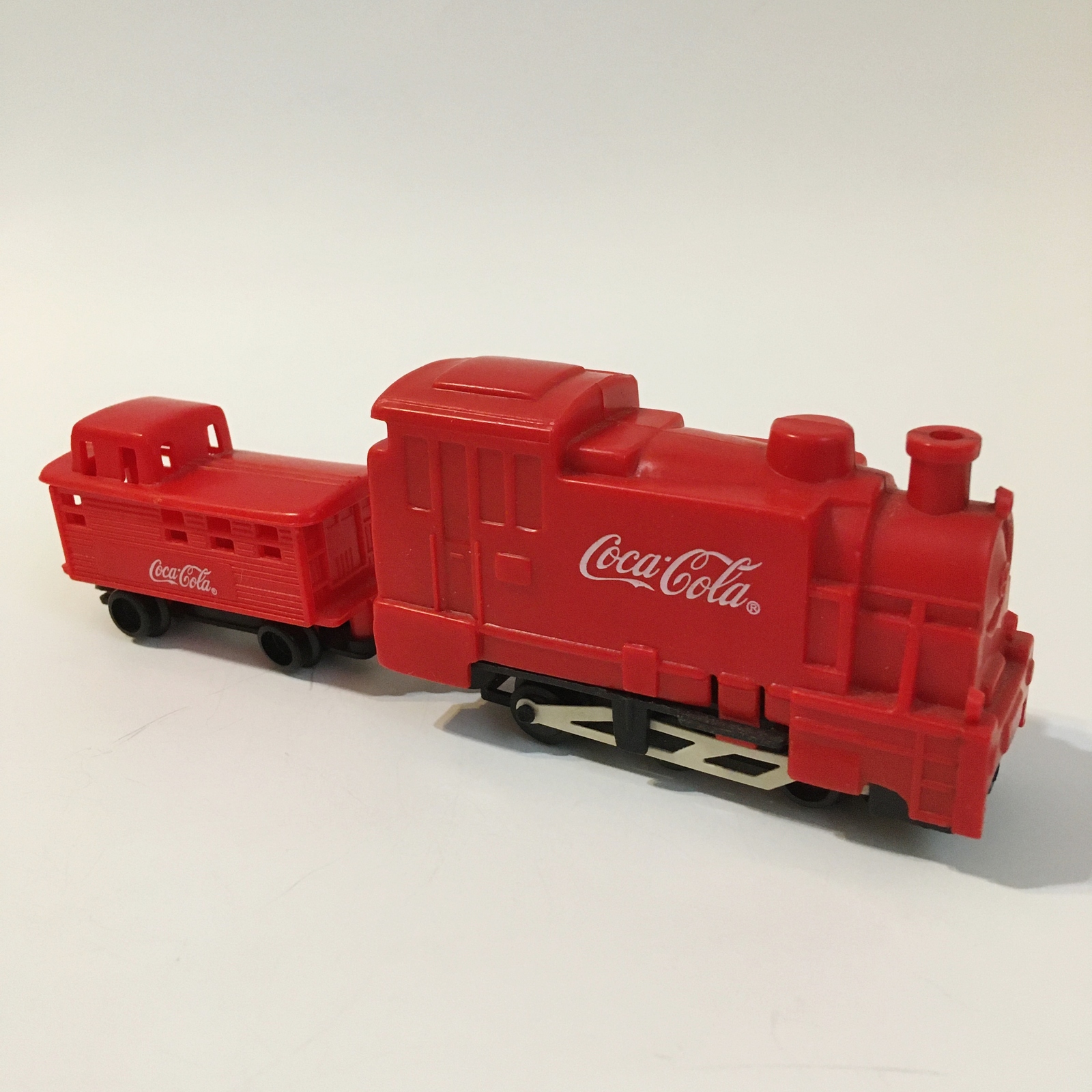 Primary image for Coca Cola Red Toy Trains Set 2 Plastic Engine Passenger Collectible Advertising