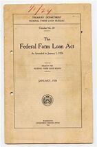 The Federal Farm Loan Act Booklet Treasury Department 1924 Circular No. 20 - $15.84