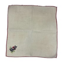 Vintage Embroidered Hankie hankerchief Scottie Schnauzer Black Dog Pocket Scarf - £14.92 GBP