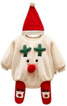 3pcs Baby Christmas Romper Set Newborn Outfits Xmas Clothes Tops Pants With Hat - £30.43 GBP