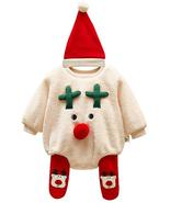 3pcs Baby Christmas Romper Set Newborn Outfits Xmas Clothes Tops Pants W... - £29.84 GBP
