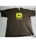 John Deere Tractor Mens Size Large L T Shirt Tee Logo Tee Brown - £4.97 GBP