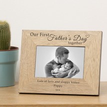 Personalised Fathers Day Our First Father&#39;s Day Together Wooden Photo Frame Gift - £11.17 GBP